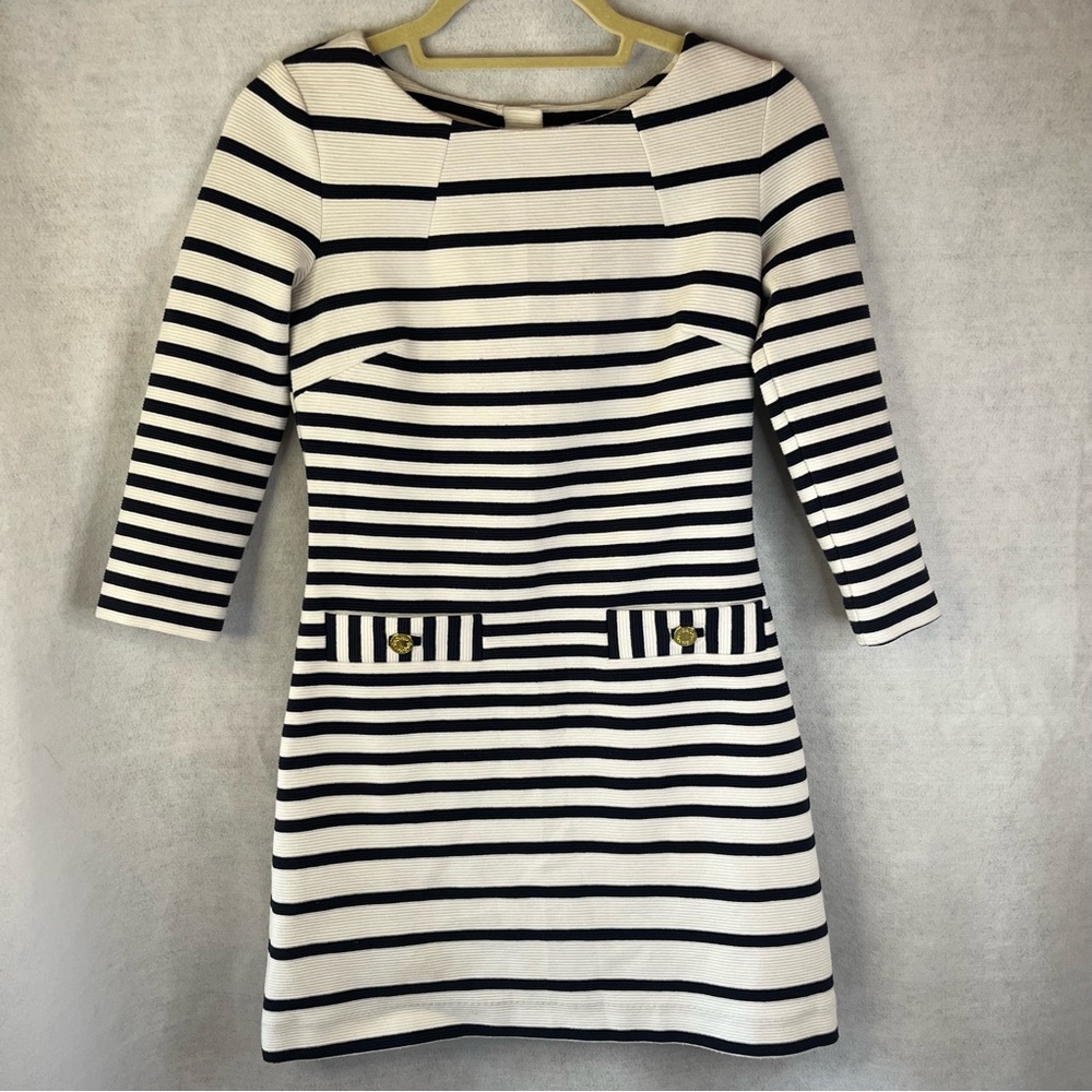 Lilly Pulitzer Charlene Navy Stripe Shift Dress XXS Nautical Coastal Preppy